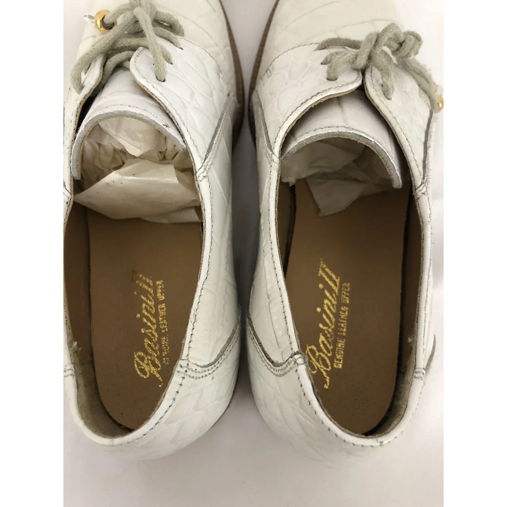 Basini II Boys Croc Pattern Ice Oxford Lace-Up Leather Shoe Size 3.5 M EUC SH264